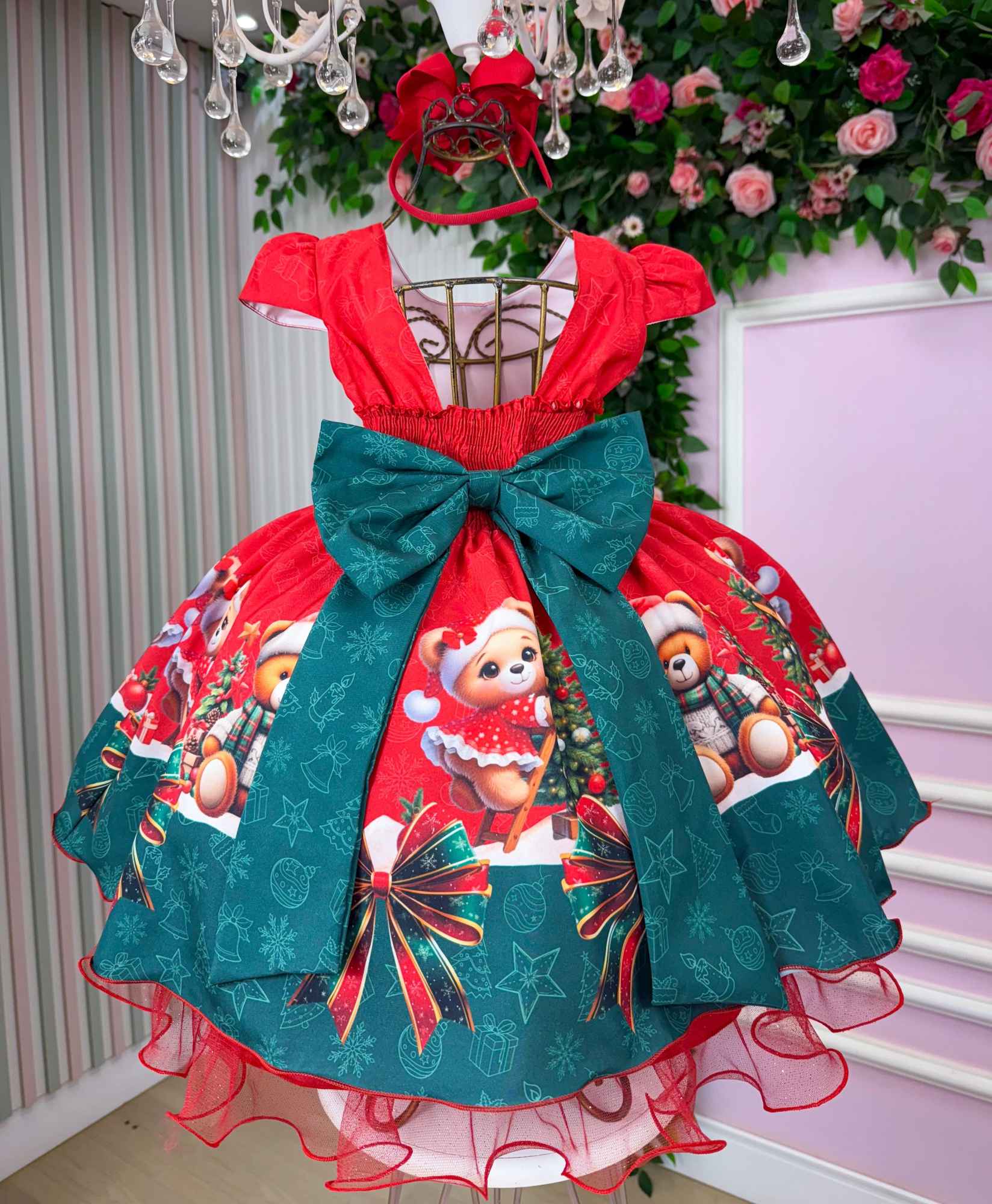 Vestido Banana Club Teddy Natalino Vermelho - Leveza e Elegância para Meninas | Bebeloo Kids