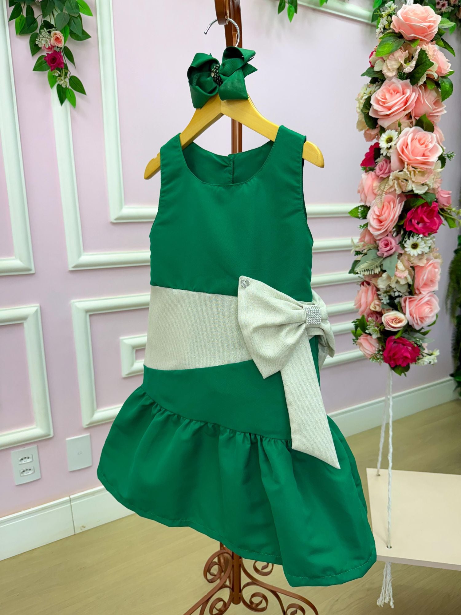 Vestido Blogueirinha Rafa Verde - Natal - Leveza e Elegância para Meninas | Bebeloo Kids
