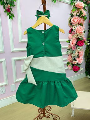 Vestido Blogueirinha Rafa Verde - Natal - Leveza e Elegância para Meninas | Bebeloo Kids