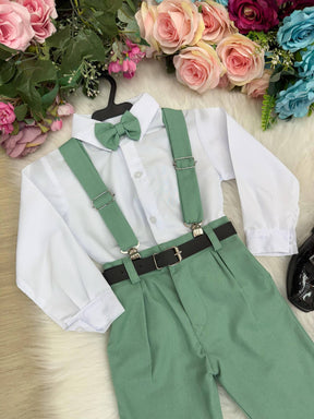 Conjunto Miss Cherry Vitor Suspensorio Verde - Estilo Delicado para o Dia a Dia | Bebeloo Kids