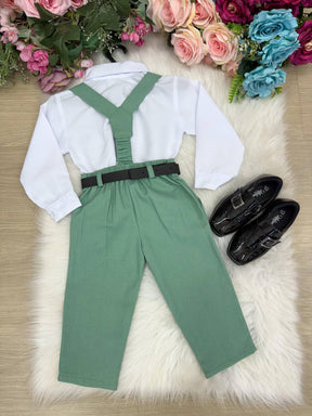 Conjunto Miss Cherry Vitor Suspensorio Verde - Estilo Delicado para o Dia a Dia | Bebeloo Kids