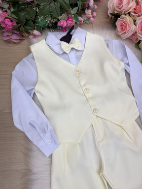 Conjunto Miss Cherry Social Leonardo Colete Amarelo Claro - Estilo Delicado para o Dia a Dia | Bebeloo Kids