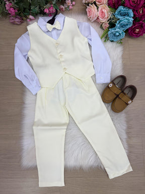 Conjunto Miss Cherry Social Leonardo Colete Amarelo Claro - Estilo Delicado para o Dia a Dia | Bebeloo Kids