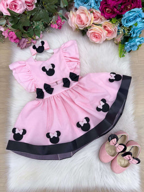 Romper/Vestido Princesa Minnie/Minie Rosa Modelo 2 - Leveza e Elegância para Meninas | Bebeloo Kids