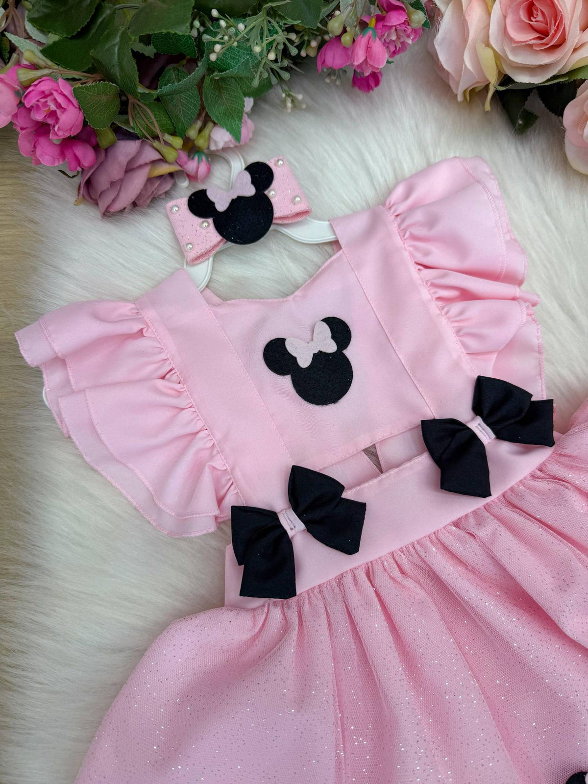 Romper/Vestido Princesa Minnie/Minie Rosa Modelo 2 - Leveza e Elegância para Meninas | Bebeloo Kids