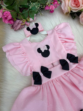Romper/Vestido Princesa Minnie/Minie Rosa Modelo 2 - Leveza e Elegância para Meninas | Bebeloo Kids