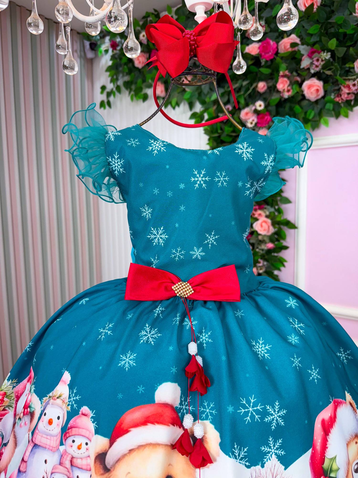 Vestido Marie Floco De Neve Verde - Natal - Leveza e Elegância para Meninas | Bebeloo Kids