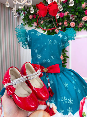 Vestido Marie Floco De Neve Verde - Natal - Leveza e Elegância para Meninas | Bebeloo Kids