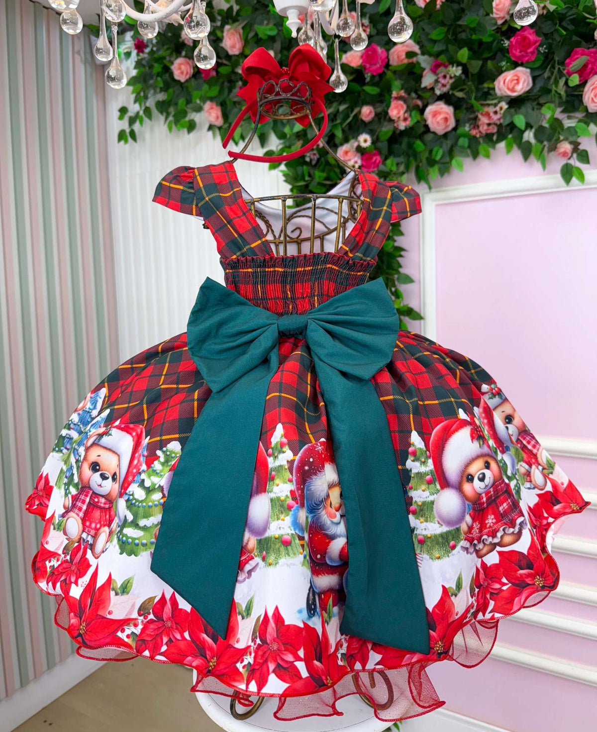 Vestido Banana Club Ursinho Natalino - Natal - Leveza e Elegância para Meninas | Bebeloo Kids