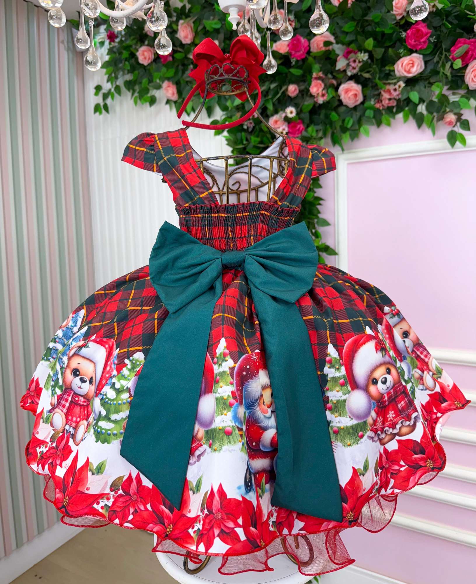 Vestido Banana Club Ursinho Natalino - Natal - Leveza e Elegância para Meninas | Bebeloo Kids