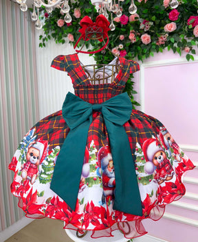 Vestido Banana Club Ursinho Natalino - Natal - Leveza e Elegância para Meninas | Bebeloo Kids