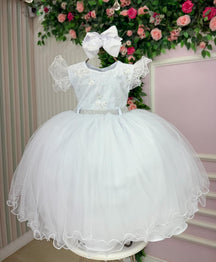Vestido Menina Bonita Antonella Branco - Leveza e Elegância para Meninas | Bebeloo Kids