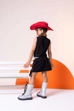 Kit Conjunto Blogueirinha Boiadeira Maraisa Jeans Preto + Chapeu - Estilo Delicado para o Dia a Dia | Bebeloo Kids