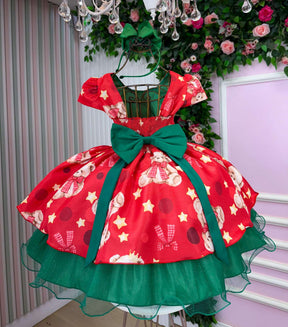 Vestido Banana Club Encanto de Natal Vermelho - Leveza e Elegância para Meninas | Bebeloo Kids