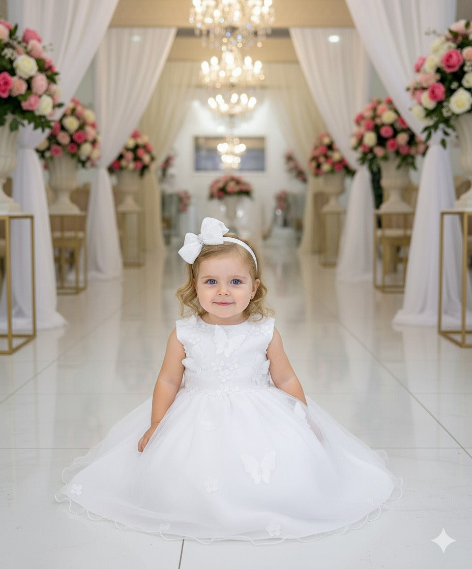 Vestido Marie Jardim das Borboletas Branco Viviane - Leveza e Elegância para Meninas | Bebeloo Kids