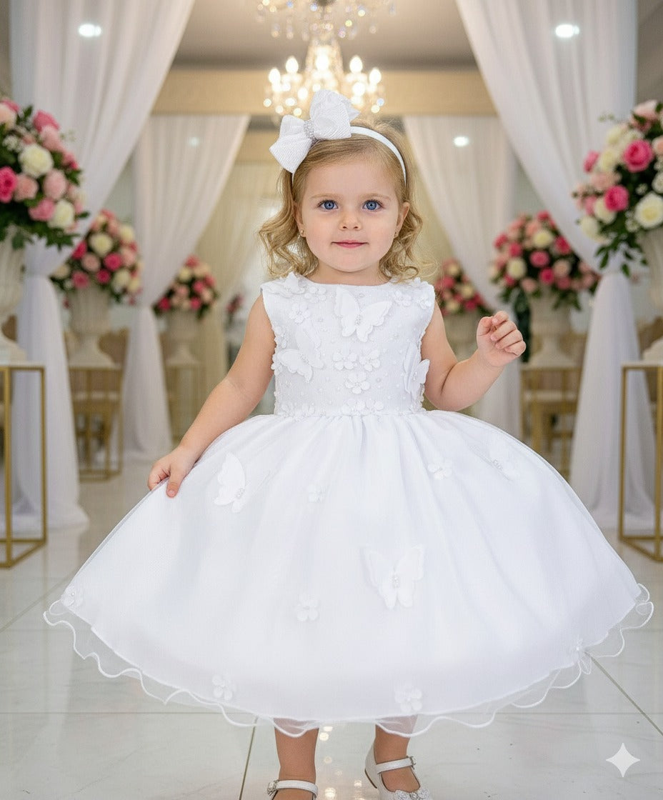 Vestido Marie Jardim das Borboletas Branco Viviane - Leveza e Elegância para Meninas | Bebeloo Kids