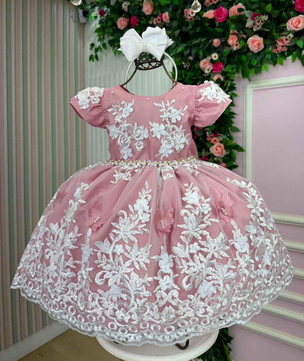 Vestido Marie Jardim Encantado Realeza Rose Renda Branca - Leveza e Elegância para Meninas | Bebeloo Kids
