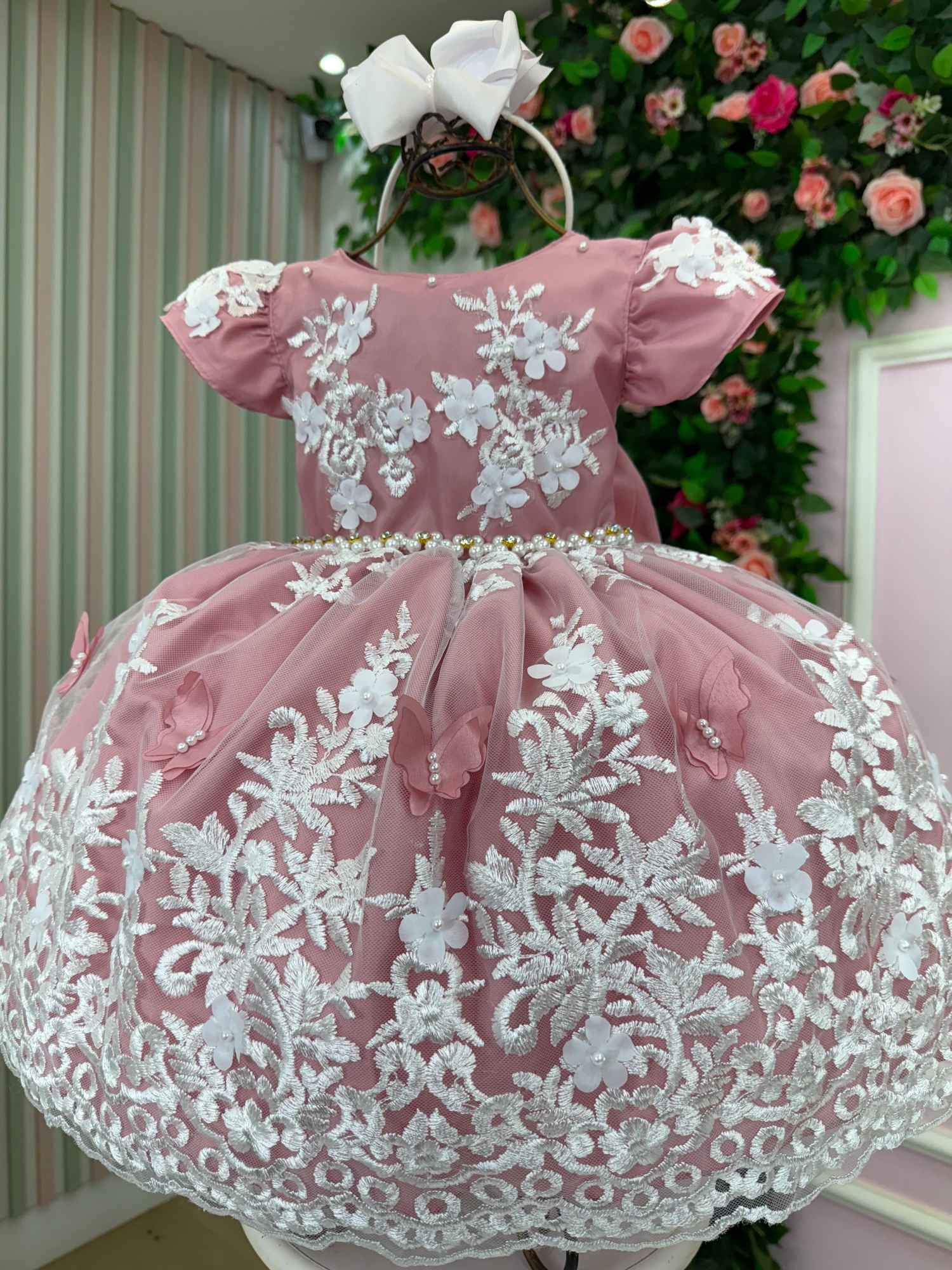 Vestido Marie Jardim Encantado Realeza Rose Renda Branca - Leveza e Elegância para Meninas | Bebeloo Kids