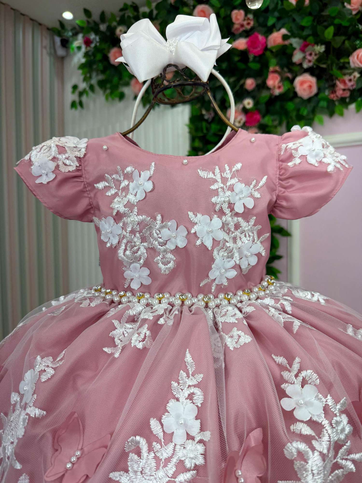 Vestido Marie Jardim Encantado Realeza Rose Renda Branca - Leveza e Elegância para Meninas | Bebeloo Kids