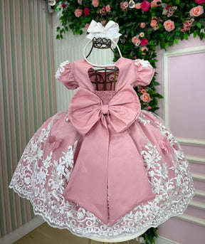 Vestido Marie Jardim Encantado Realeza Rose Renda Branca - Leveza e Elegância para Meninas | Bebeloo Kids