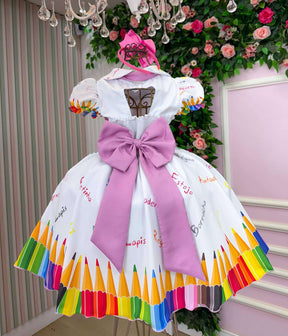 Vestido Marie Lapis Aquarela ABC Branco
