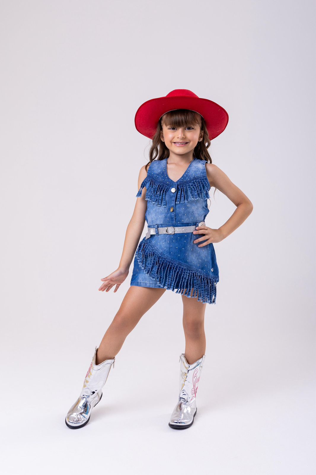 Kit Conjunto Blogueirinha Boiadeira Jeans + Chapéu - Proteção com Estilo para os Pequenos | Bebeloo Kids
