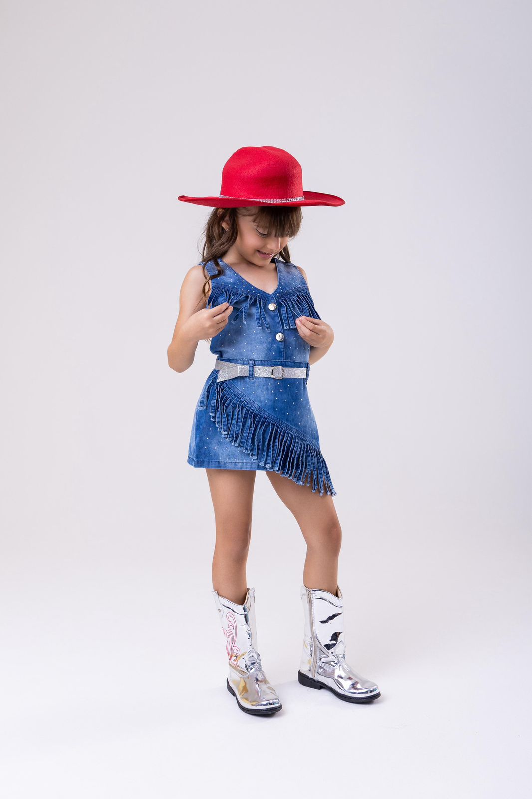 Kit Conjunto Blogueirinha Boiadeira Jeans + Chapéu - Proteção com Estilo para os Pequenos | Bebeloo Kids