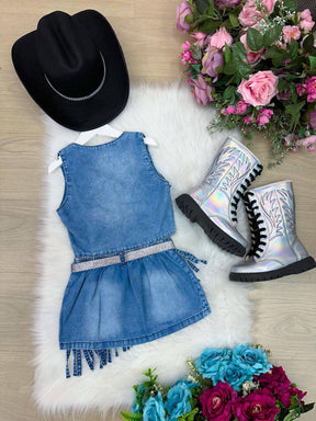 Kit Conjunto Blogueirinha Boiadeira Jeans + Chapéu - Proteção com Estilo para os Pequenos | Bebeloo Kids