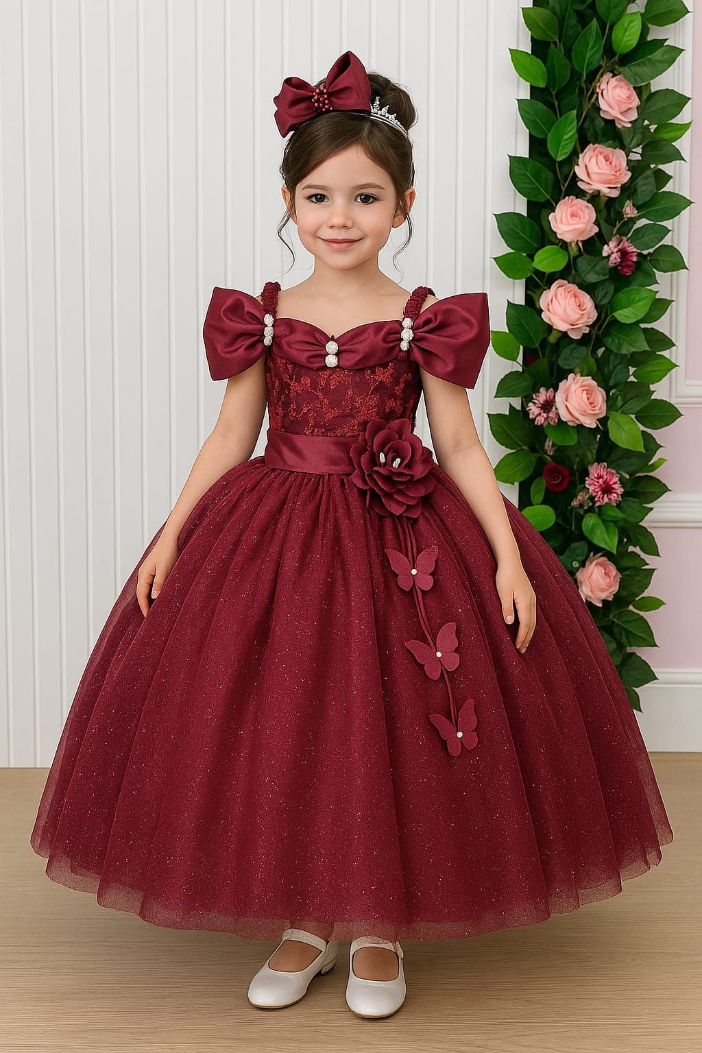 Vestido Marie Longo Manga Princesa Marsala - Leveza e Elegância para Meninas | Bebeloo Kids