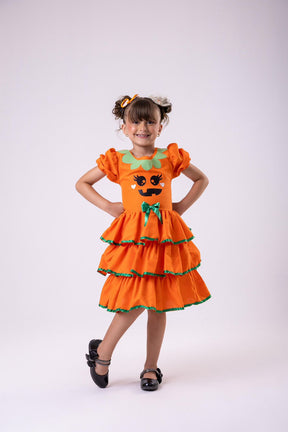 Vestido Tematicos Kids Halloween Doce Abóbora - Leveza e Elegância para Meninas | Bebeloo Kids