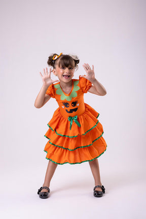Vestido Tematicos Kids Halloween Doce Abóbora - Leveza e Elegância para Meninas | Bebeloo Kids