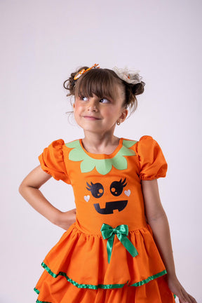 Vestido Tematicos Kids Halloween Doce Abóbora - Leveza e Elegância para Meninas | Bebeloo Kids