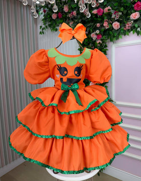 Vestido Tematicos Kids Halloween Doce Abóbora - Leveza e Elegância para Meninas | Bebeloo Kids