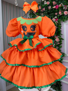 Vestido Tematicos Kids Halloween Doce Abóbora - Leveza e Elegância para Meninas | Bebeloo Kids