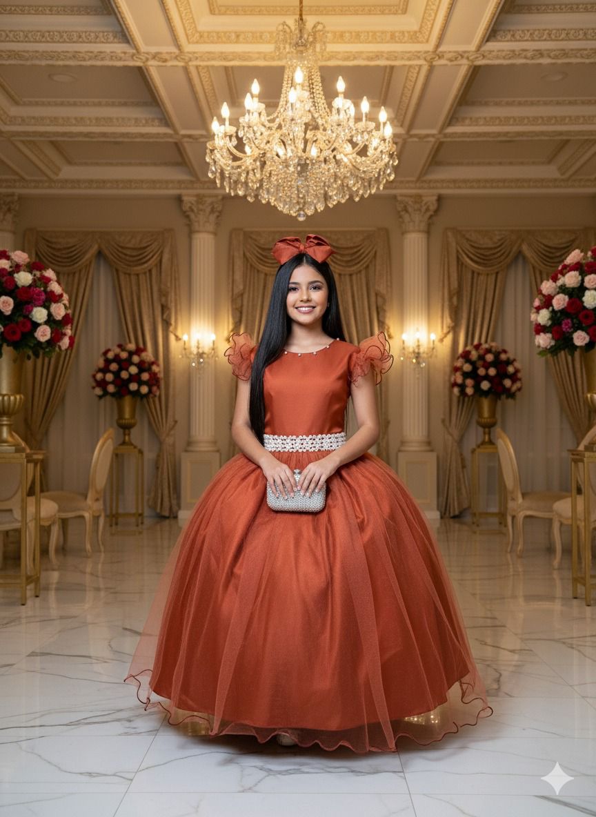 Vestido Marie Longo Amanda Terracota - Leveza e Elegância para Meninas | Bebeloo Kids
