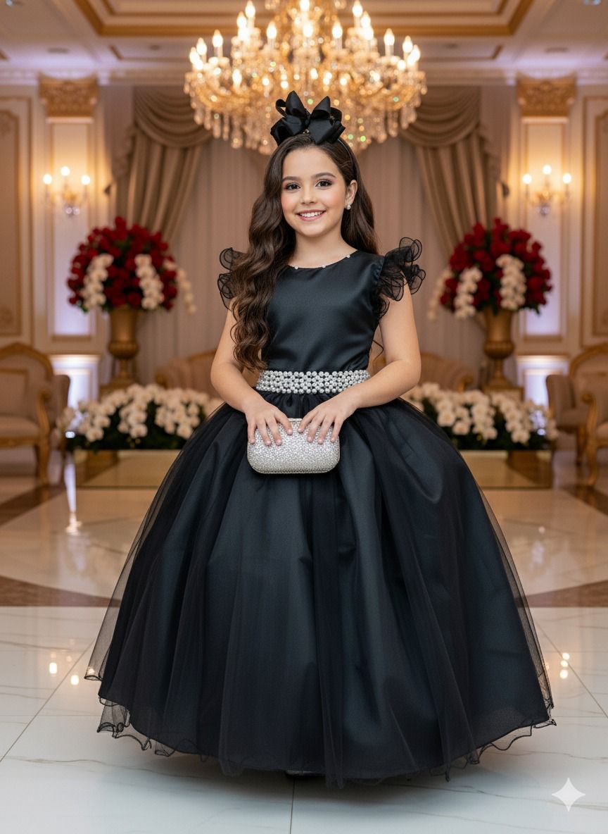 Vestido Marie Longo Amanda Preto - Leveza e Elegância para Meninas | Bebeloo Kids