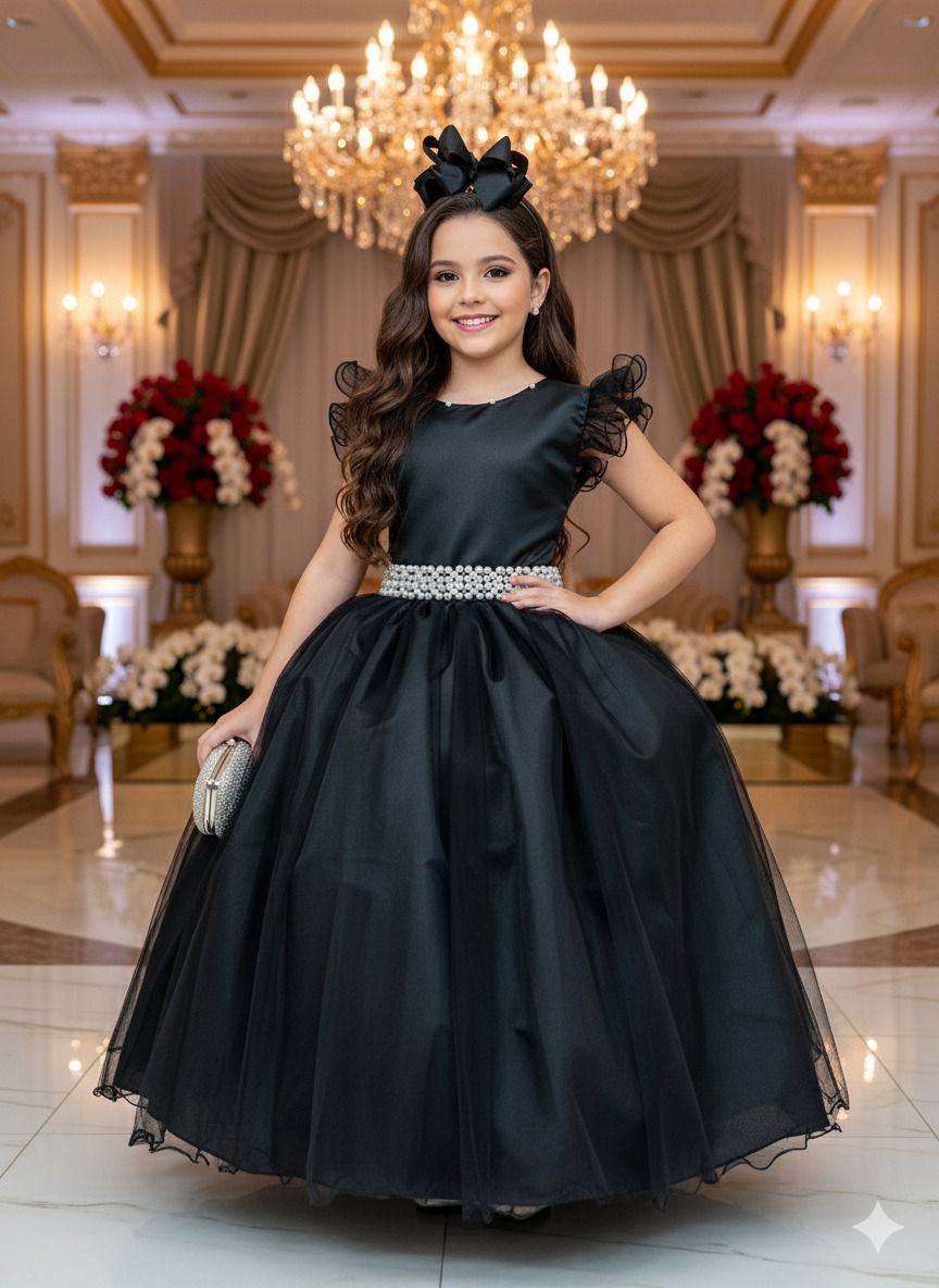 Vestido Marie Longo Amanda Preto - Leveza e Elegância para Meninas | Bebeloo Kids
