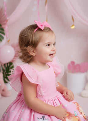 Vestido Temáticos Kids Safari Rosa Bebe - Leveza e Elegância para Meninas | Bebeloo Kids