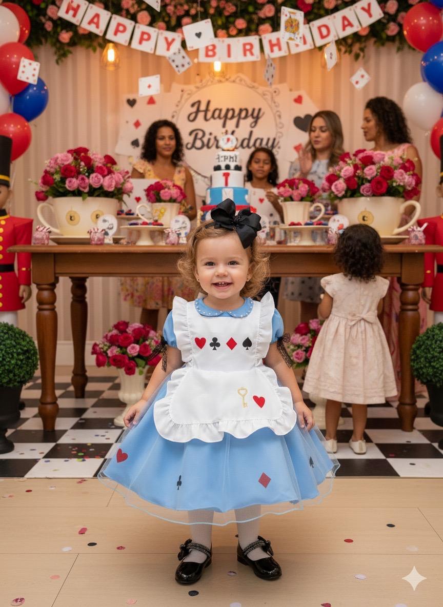 Vestido Princesa Alice no Pais das Maravilhas - Leveza e Elegância para Meninas | Bebeloo Kids