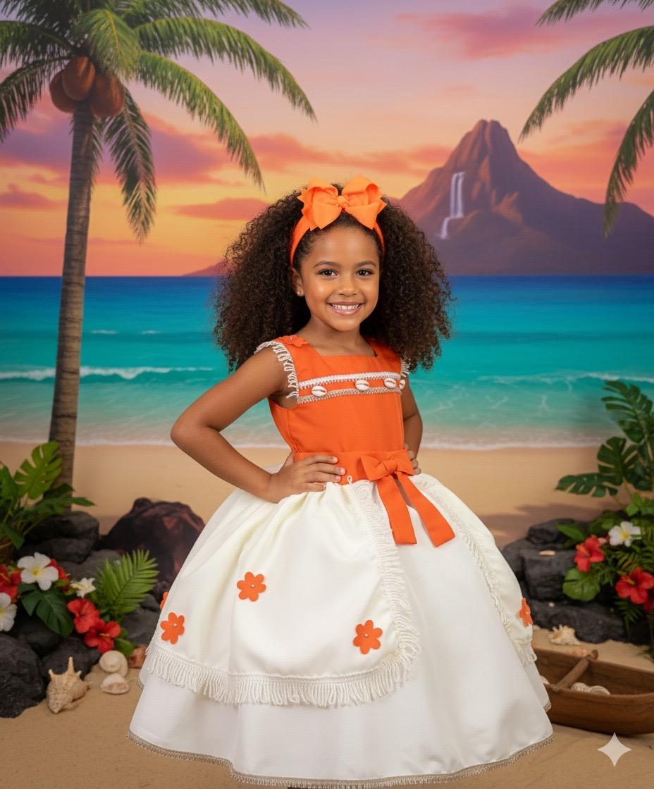 Vestido Tematicos Kids Moana Modelo 3 - Leveza e Elegância para Meninas | Bebeloo Kids