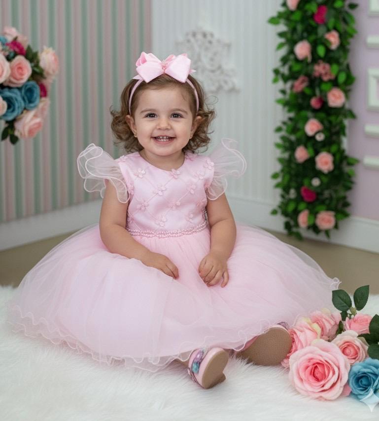 Vestido Menina Bonita Pietra Rosa Bebe - Leveza e Elegância para Meninas | Bebeloo Kids