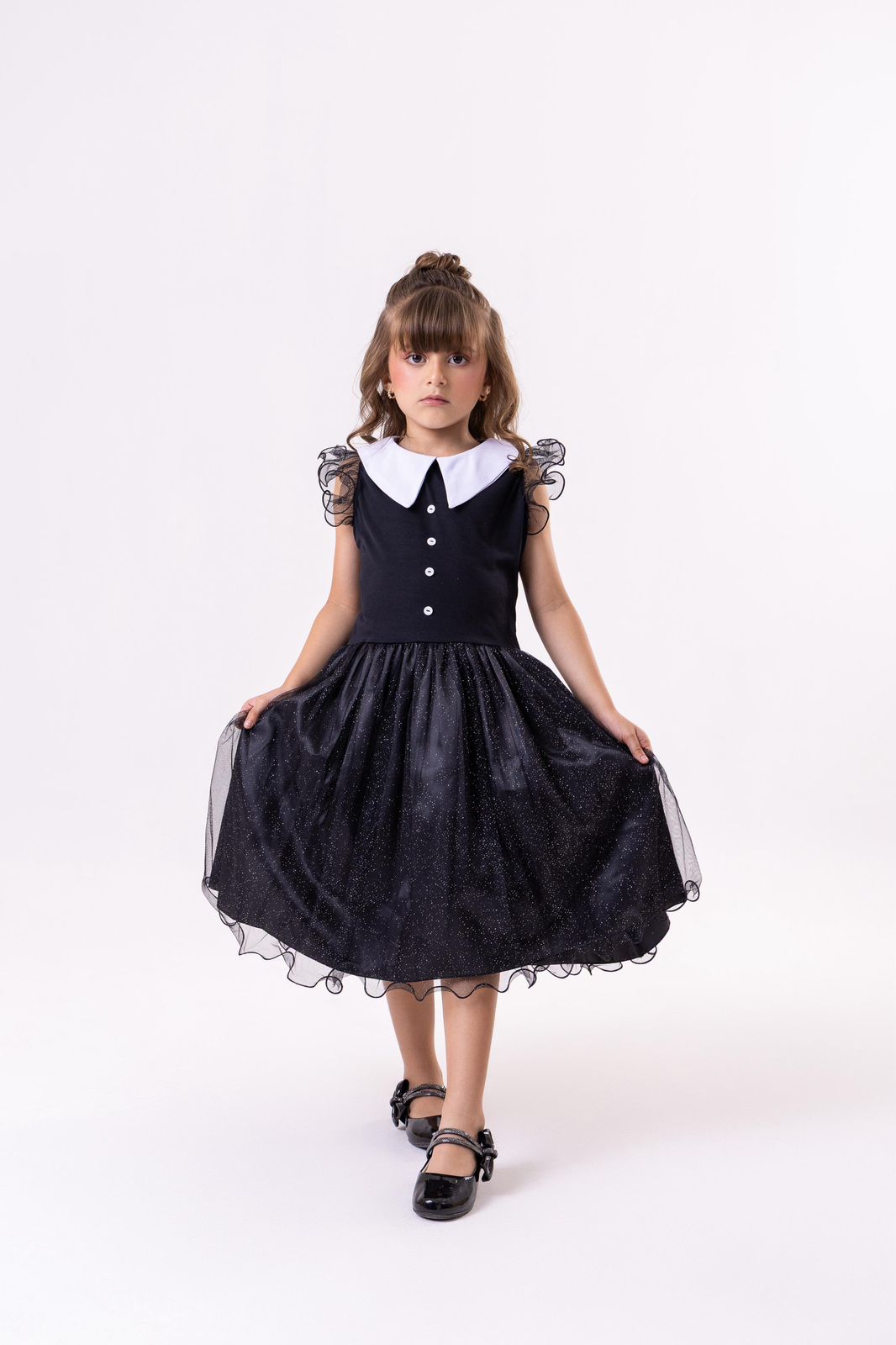 Vestido Marie Tematico Wandinha - Vandinha - Leveza e Elegância para Meninas | Bebeloo Kids