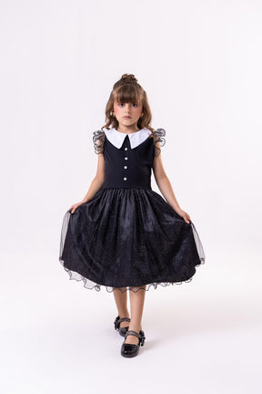 Vestido Marie Tematico Wandinha - Vandinha - Leveza e Elegância para Meninas | Bebeloo Kids