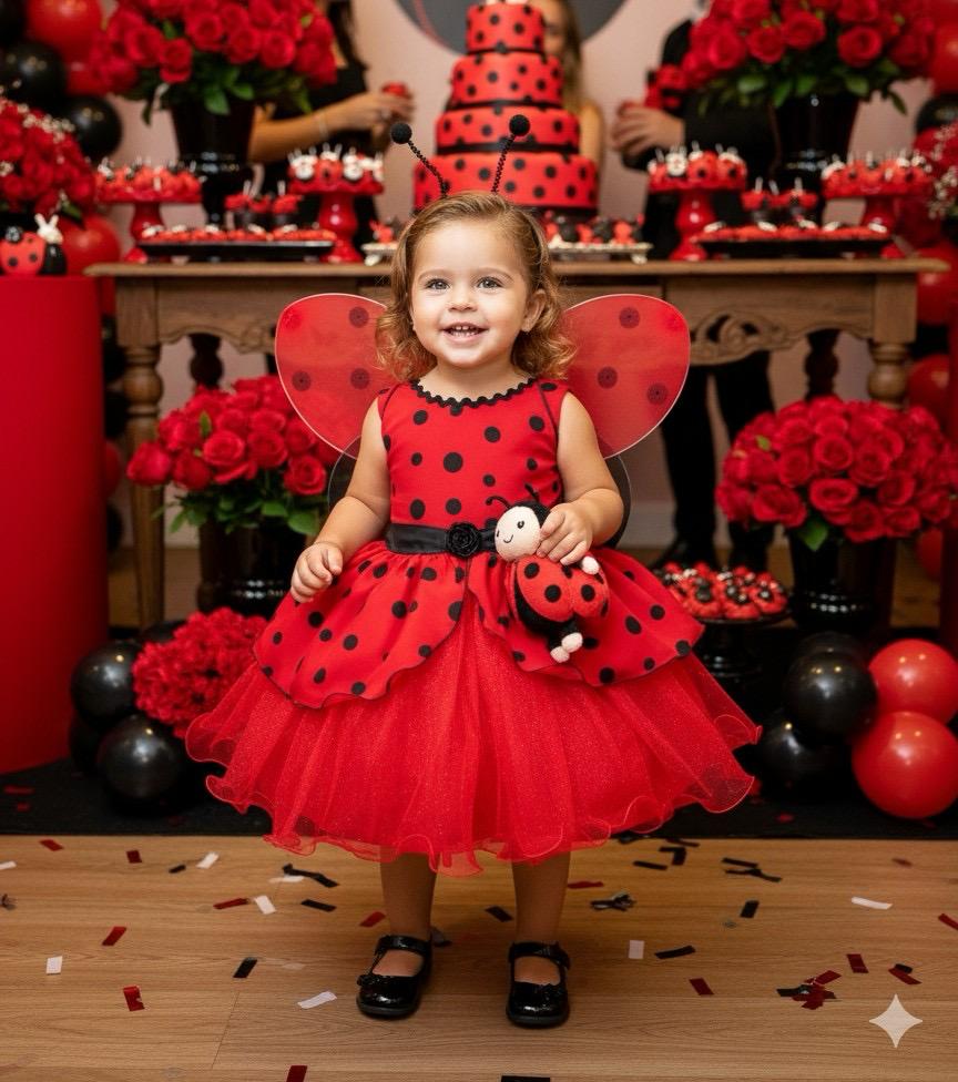 Vestido Tematicos Luxinho Joaninha - Leveza e Elegância para Meninas | Bebeloo Kids