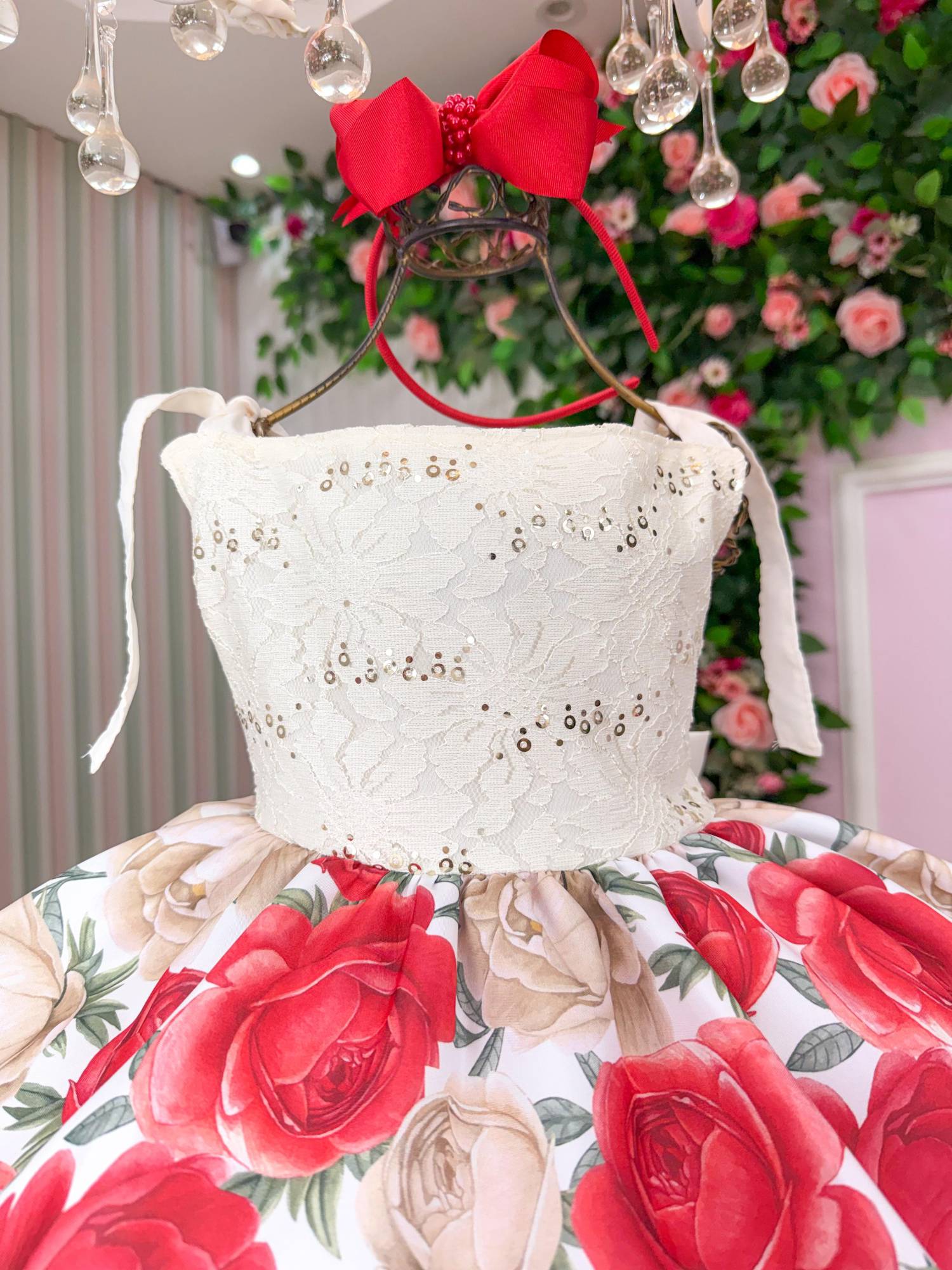 Vestido Giovanella Karine Off Florido Vermelho - Leveza e Elegância para Meninas | Bebeloo Kids