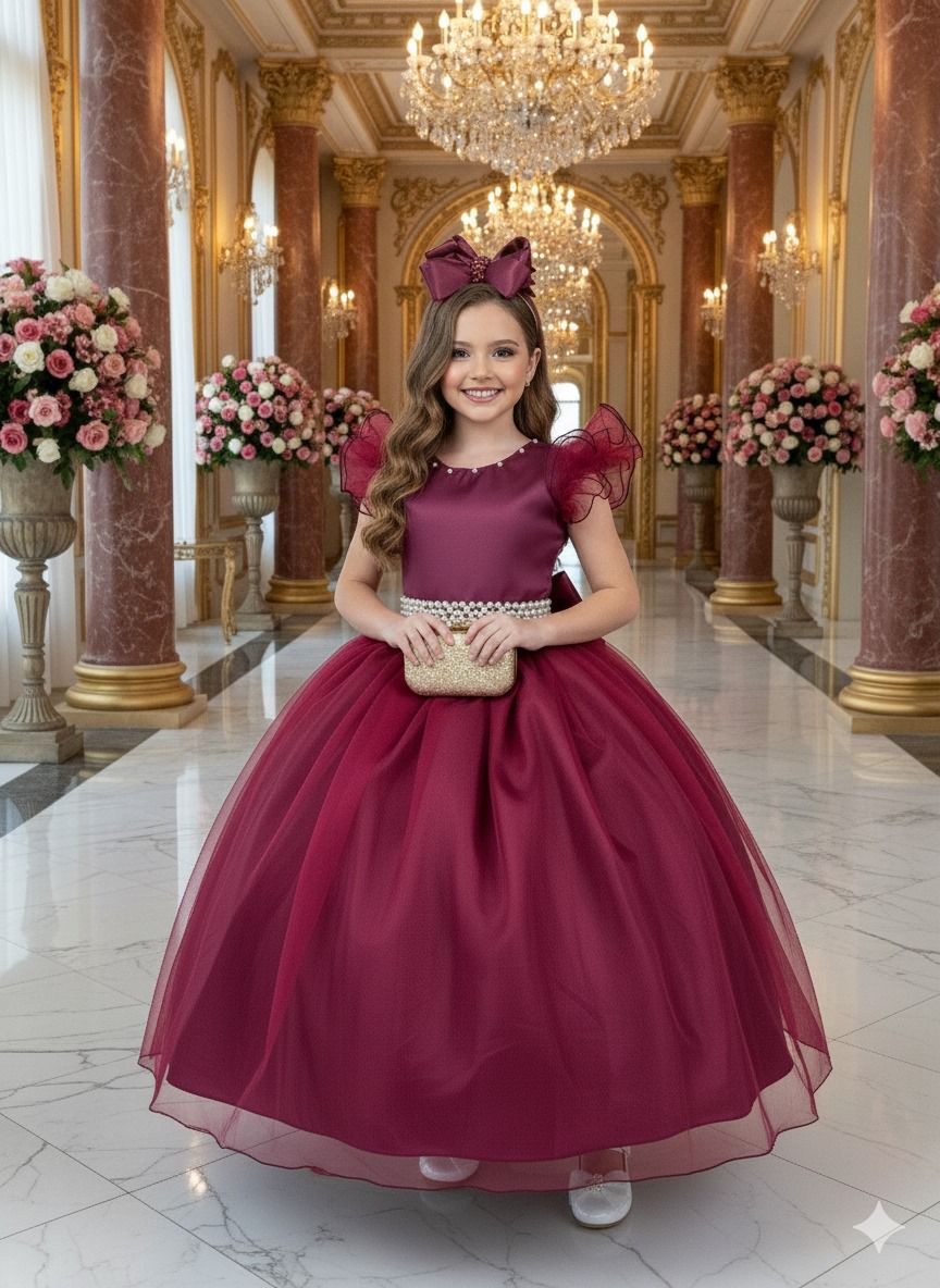 Vestido Marie Longo Amanda Marsala - Leveza e Elegância para Meninas | Bebeloo Kids