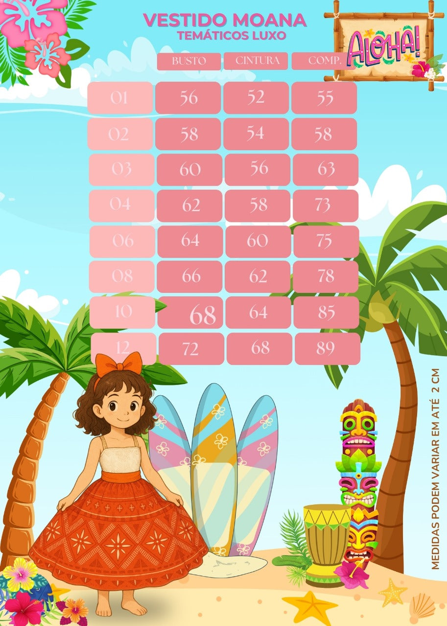Vestido Temáticos Infantil Luxo Moana Modelo 3 - Leveza e Elegância para Meninas | Bebeloo Kids