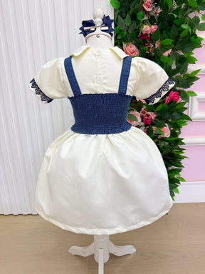 Vestido Blogueirinha Jhenni Off + Colete Jeans - Leveza e Elegância para Meninas | Bebeloo Kids