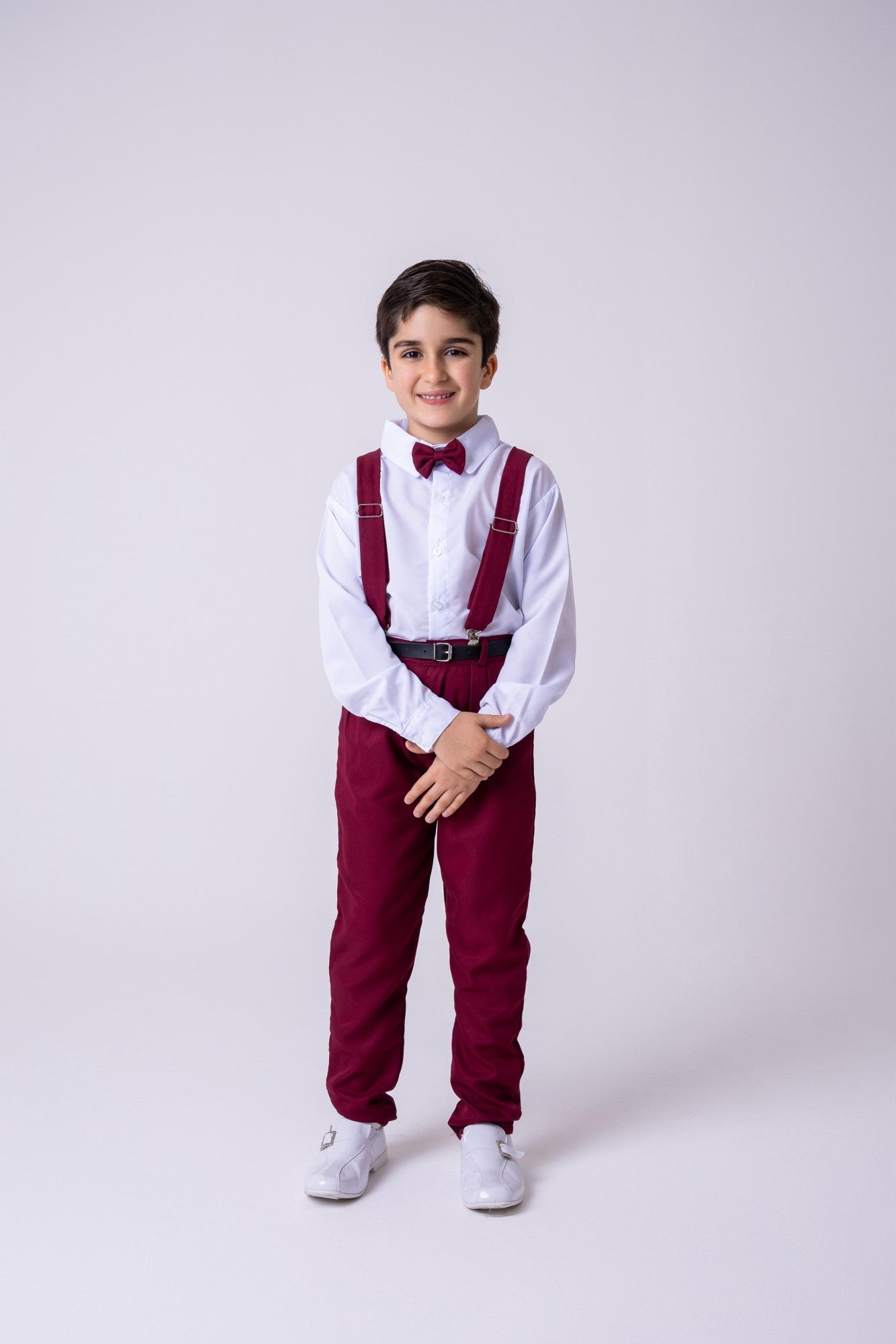 Conjunto Meninos Miss Cherry Leo Suspensorio Marsala - Estilo Delicado para o Dia a Dia | Bebeloo Kids