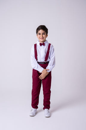 Conjunto Meninos Miss Cherry Leo Suspensorio Marsala - Estilo Delicado para o Dia a Dia | Bebeloo Kids
